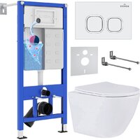 Унитаз подвесной Roxen Antares в комплекте с инсталляцией StounFix Dual Fresh 6 в 1 533395 (кнопка: белый глянец) - Превью изображения №1 — Интернет-магазин samo.by