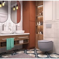 Унитаз подвесной Wellsee Croquis RimFree 182614001 (чаша, пневмокрышка, матовый серый) - Превью изображения №7 — Интернет-магазин samo.by