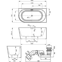 Ванна Wellsee Excellence Pro 140x70 28760903R (пристенная ванна (правая) белый глянец, экран, ножки, сифон-автомат матовый черный) - Превью изображения №10 — Интернет-магазин samo.by