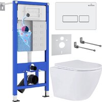 Унитаз подвесной Roxen Antares в комплекте с инсталляцией StounFix Dual Fresh 6 в 1 569295 (кнопка: белый глянец) - Превью изображения №1 — Интернет-магазин samo.by