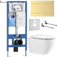 Roxen Antares Tornado Long в комплекте с инсталляцией StounFix Dual Fresh 6 в 1 868465 (кнопка: брашированное золото матовая)