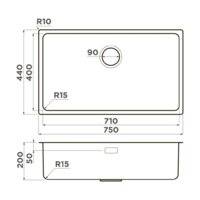 Кухонная мойка Omoikiri Tadzava 75-U/I Ultra 15 IN (нержавеющая сталь) - Превью изображения №2 — Интернет-магазин samo.by