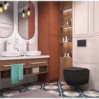 Унитаз подвесной Wellsee Croquis RimFree 182613001 (чаша, пневмокрышка, матовый черный) - Превью изображения №7 — Интернет-магазин samo.by