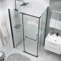 Душевая стенка Grossman Pragma 80x195 200.K33.03.80.21.02 (черный матовый/стекло шиншилла) - Превью изображения №4 — Интернет-магазин samo.by