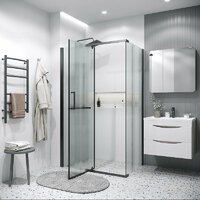 Душевая стенка Grossman Pragma 80x195 200.K33.03.80.21.02 (черный матовый/стекло шиншилла) - Превью изображения №3 — Интернет-магазин samo.by