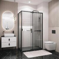 Душевая стенка Grossman Style 100х195 200.K33.05.100.21.02 (черный матовый/стекло шиншилла) - Превью изображения №5 — Интернет-магазин samo.by