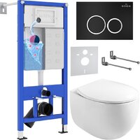 Roxen Egg в комплекте с инсталляцией StounFix Dual Fresh 6 в 1 964010 (кнопка: черный матовый)