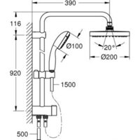 Душевая система  Grohe New Tempesta System 200 26452001 - Превью изображения №2 — Интернет-магазин samo.by
