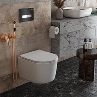 Унитаз подвесной Roxen Simple Compact в комплекте с инсталляцией StounFix Dual Fresh 6 в 1 965318 (кнопка: черное стекло) - Превью изображения №12 — Интернет-магазин samo.by
