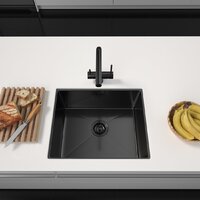 Кухонная мойка ARFEKA ECO AR 550*450 BLACK PVD NANO DECOR VOLCANIC ROCK - Превью изображения №2 — Интернет-магазин samo.by
