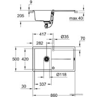 Кухонная мойка Grohe K400 50-C 86/50 1.0 31640AT0 (серый гранит) - Превью изображения №3 — Интернет-магазин samo.by