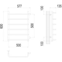 Полотенцесушитель TERMINUS Стандарт П6 500x600 бп (хром) - Превью изображения №3 — Интернет-магазин samo.by