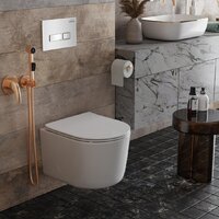 Унитаз подвесной Roxen Simple Compact в комплекте с инсталляцией StounFix Dual Fresh 6 в 1 964407 (кнопка: белое стекло) - Превью изображения №17 — Интернет-магазин samo.by