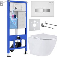 Унитаз подвесной Roxen Antares One Rimless 6 в 1 StounFix Dual Fresh 633220 (белое стекло) - Превью изображения №2 — Интернет-магазин samo.by
