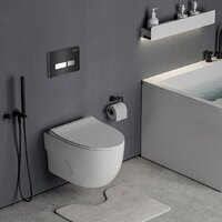 Унитаз подвесной Roxen Porto One Rimless 6 в 1 StounFix Dual Fresh 646666 (чёрное стекло) - Превью изображения №13 — Интернет-магазин samo.by