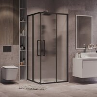 Душевой уголок Grossman Cosmo 90x90x195 300.K33.02.9090.21.02 (черный матовый/шиншилла стекло) - Превью изображения №7 — Интернет-магазин samo.by