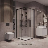 Душевой уголок Grossman Cosmo 90x90x195 300.K33.02.9090.21.02 (черный матовый/шиншилла стекло) - Превью изображения №9 — Интернет-магазин samo.by