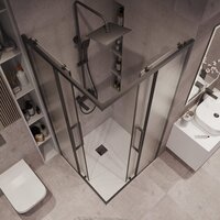 Душевой уголок Grossman Cosmo 90x90x195 300.K33.02.9090.21.02 (черный матовый/шиншилла стекло) - Превью изображения №10 — Интернет-магазин samo.by