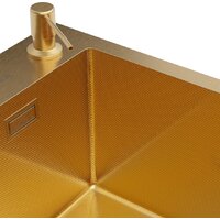 Кухонная мойка Roxen Simple 560220-50G-GR золото/текстурная PVD покрытие (с коландером и дозатором) - Превью изображения №14 — Интернет-магазин samo.by