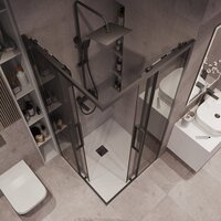 Душевой уголок Grossman Cosmo 90x90x195 300.K33.02.9090.21.10 (черный матовый/тонированное стекло) - Превью изображения №10 — Интернет-магазин samo.by