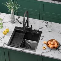 Кухонная мойка Roxen Simple 560220-50B-GR графит/текстурная PVD покрытие (с коландером и дозатором) - Превью изображения №3 — Интернет-магазин samo.by