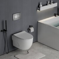 Унитаз подвесной Roxen Porto One Rimless 6 в 1 StounFix Dual Fresh 618703 (оружейная сталь/металл) - Превью изображения №12 — Интернет-магазин samo.by