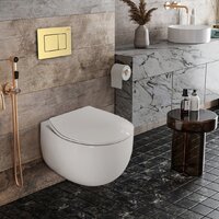 Унитаз подвесной Roxen Egg в комплекте с инсталляцией StounFix Dual Fresh 6 в 1 968475 (кнопка: брашированное золото) - Превью изображения №2 — Интернет-магазин samo.by