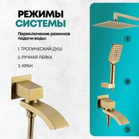 Душевая система  Grocenberg GB5007 (золото матовый) - Превью изображения №5 — Интернет-магазин samo.by