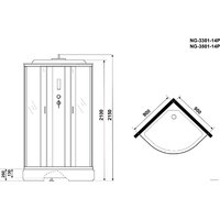 Душевая кабина Niagara NG-3301-14P 90x90x215 (матовое стекло) - Превью изображения №4 — Интернет-магазин samo.by