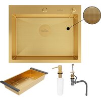 Кухонная мойка Roxen Simple 560220-60G-GR золото/текстурная PVD покрытие (с коландером и дозатором) - Превью изображения №11 — Интернет-магазин samo.by