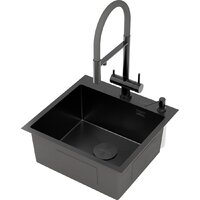 Кухонная мойка Roxen Simple 560220-60B-GR графит/текстурная PVD покрытие (с коландером и дозатором) - Превью изображения №12 — Интернет-магазин samo.by