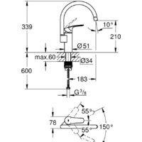 Смеситель Grohe Eurosmart 33202003 - Превью изображения №4 — Интернет-магазин samo.by