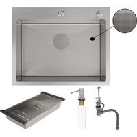 Кухонная мойка Roxen Simple 560220-60-GR сатин/текстурная (с коландером и дозатором) - Превью изображения №10 — Интернет-магазин samo.by