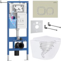 Roxen Antares Tornado Long в комплекте с инсталляцией StounFix Dual Fresh 6 в 1 868436 (кнопка: пастель бежевый матовая)
