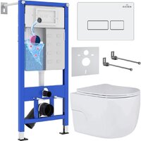 Roxen Porto в комплекте с инсталляцией StounFix Dual Fresh 6 в 1 576390 (кнопка: белый глянец)