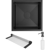 Кухонная мойка Roxen Uno 560210-44B (440*440) PVD графит под столешницу (с ролл-матом и дозатором) - Превью изображения №4 — Интернет-магазин samo.by