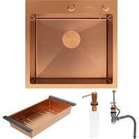 Кухонная мойка Roxen Simple 560220-50BR-V бронза/текстурная PVD покрытие (с коландером и дозатором) - Превью изображения №11 — Интернет-магазин samo.by