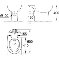 Унитаз напольный Grohe Bau 39349000 (без бачка, без сиденья) - Превью изображения №2 — Интернет-магазин samo.by