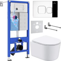 Унитаз подвесной Roxen Simple Compact в комплекте с инсталляцией StounFix Dual Fresh 6 в 1 918025 (кнопка: хром глянец) - Превью изображения №1 — Интернет-магазин samo.by