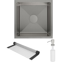 Кухонная мойка Roxen Uno 560210-44 (440*440) сатин под столешницу (с ролл-матом и дозатором) - Превью изображения №4 — Интернет-магазин samo.by