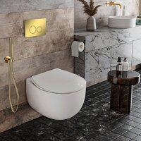 Унитаз подвесной Roxen Egg в комплекте с инсталляцией StounFix Dual Fresh 6 в 1 968031 (кнопка: золото глянцевое ) - Превью изображения №8 — Интернет-магазин samo.by