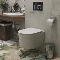 Унитаз подвесной Roxen Simple Compact в комплекте с инсталляцией StounFix Dual Fresh 6 в 1 917914 (кнопка: черный матовый) - Превью изображения №15 — Интернет-магазин samo.by