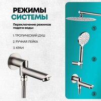 Душевая система  Grocenberg GB5001 (никель) - Превью изображения №7 — Интернет-магазин samo.by