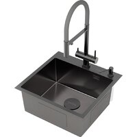 Кухонная мойка Roxen Simple 560220-50B-V графит/текстурная PVD покрытие (с коландером и дозатором) - Превью изображения №10 — Интернет-магазин samo.by
