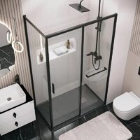 Душевая стенка Grossman Style 100х195 200.K33.05.100.21.00 (черный матовый/стекло прозрачное) - Превью изображения №5 — Интернет-магазин samo.by