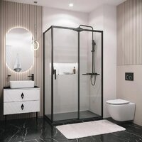 Душевая стенка Grossman Style 100х195 200.K33.05.100.21.00 (черный матовый/стекло прозрачное) - Превью изображения №4 — Интернет-магазин samo.by