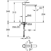 Смеситель Grohe Lineare XL-Size 23405001 - Превью изображения №2 — Интернет-магазин samo.by