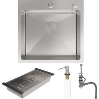 Кухонная мойка Roxen Simple 560220-50-V сатин/текстурная (с коландером и дозатором) - Превью изображения №10 — Интернет-магазин samo.by