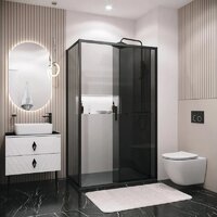 Душевая стенка Grossman Style 100х195 200.K33.05.100.21.10 (черный матовый/стекло тонированное) - Превью изображения №4 — Интернет-магазин samo.by