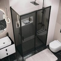 Душевая стенка Grossman Style 100х195 200.K33.05.100.21.10 (черный матовый/стекло тонированное) - Превью изображения №6 — Интернет-магазин samo.by